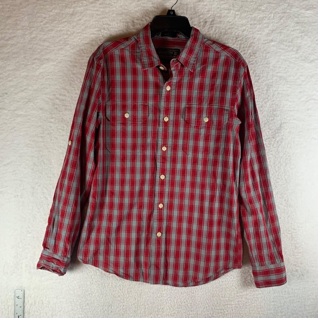 Pendleton Fairbanks Men's Long Sleeve Roll Tab Button Up Red Plaid Shirt Size M